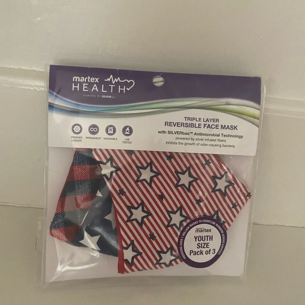 3PC Patriotic Star and Plaid Face Masks Set
